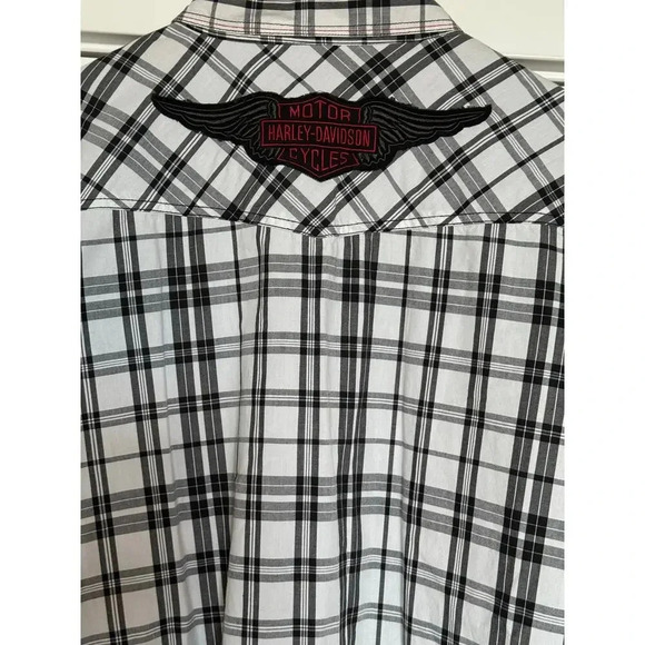 Harley Davidson Mens 3XL Plaid Woven Short Sleeve Shirt - Picture 6 of 10